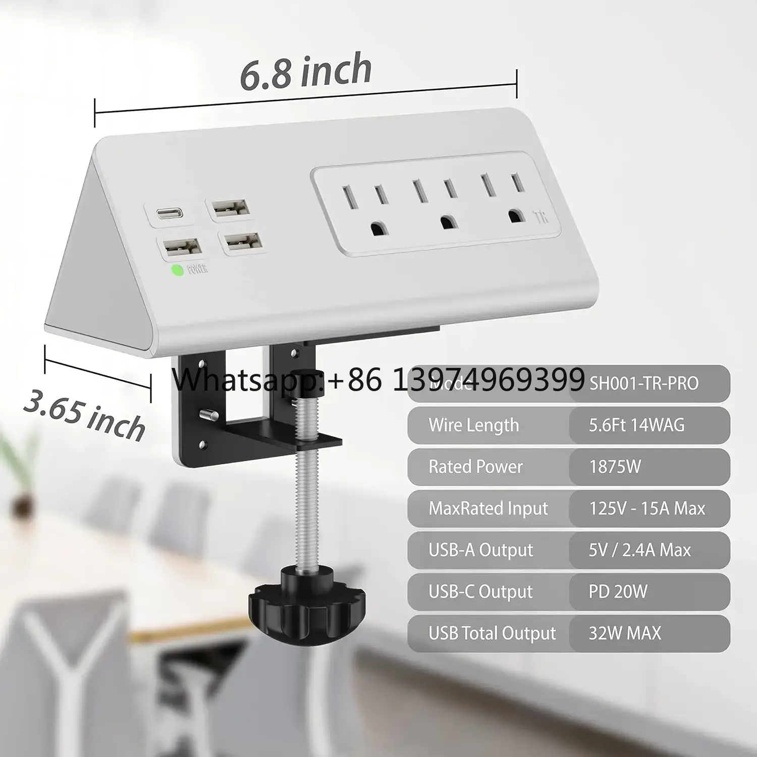 Smart Power Strip 4 Outlet Usb - Power Bar Meja dengan PD 20W