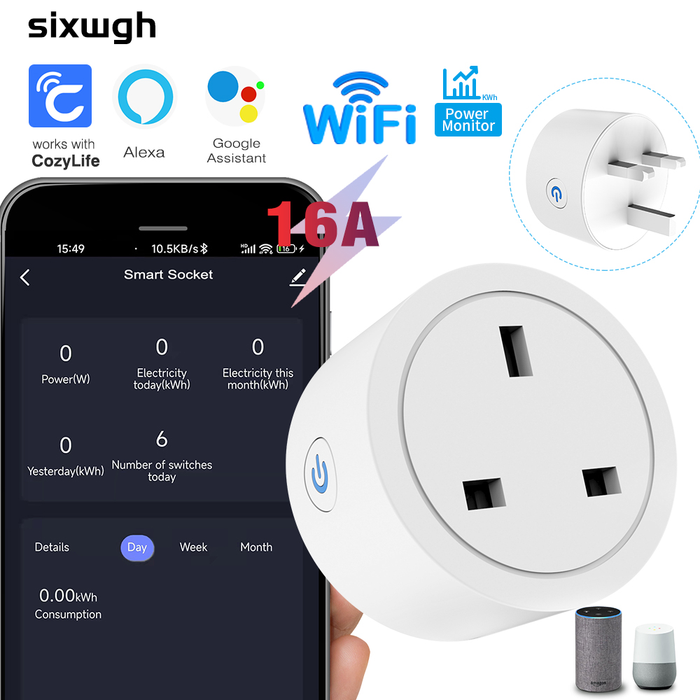 Smart Plug Energy Monitoring Wifi - Soket WiFi Pintar 16A Colokan UK