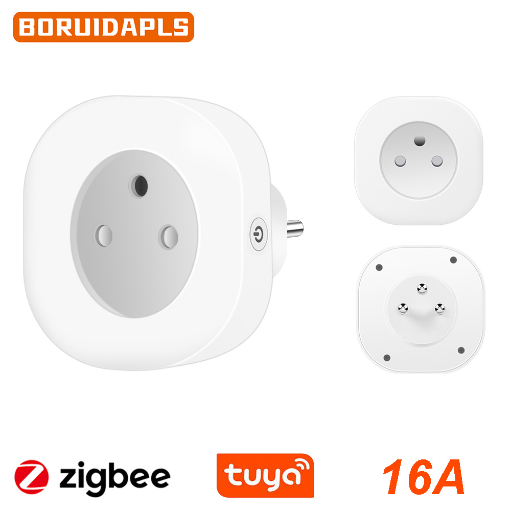 Smart Plug Zigbee 16A - BORUIDAPLS Tuya Zigbee Smart Socket EU/FR/Israel/Brazil/Swiss