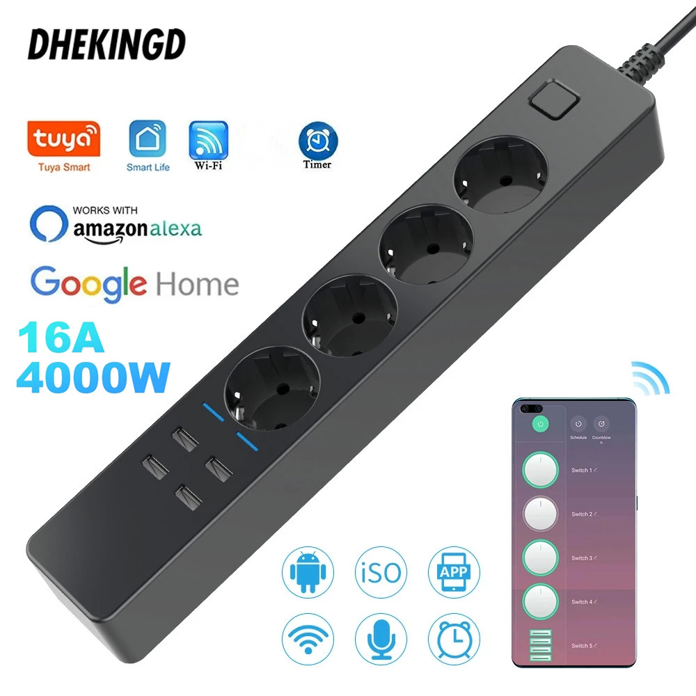 Smart Power Strip 4 Outlet Usb - Stop Kontak Pintar Wifi 1.8M 3M