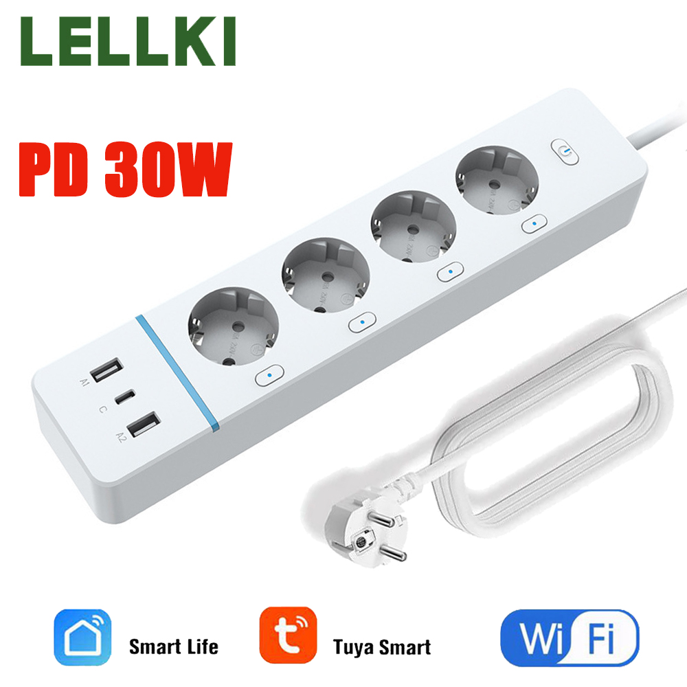 Smart Plug Energy Monitoring Wifi - LELLKI Stopkontak WiFi 2A1C PD30W dengan