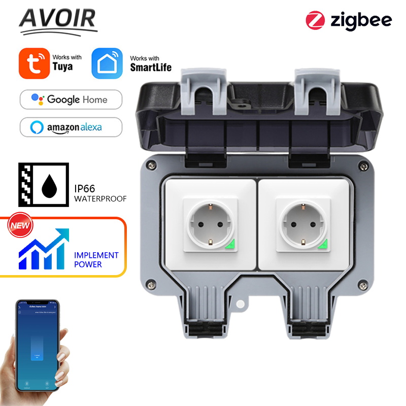 Smart Plug Outdoor Waterproof - Avoir Tuya Zigbee soket listrik IP66,