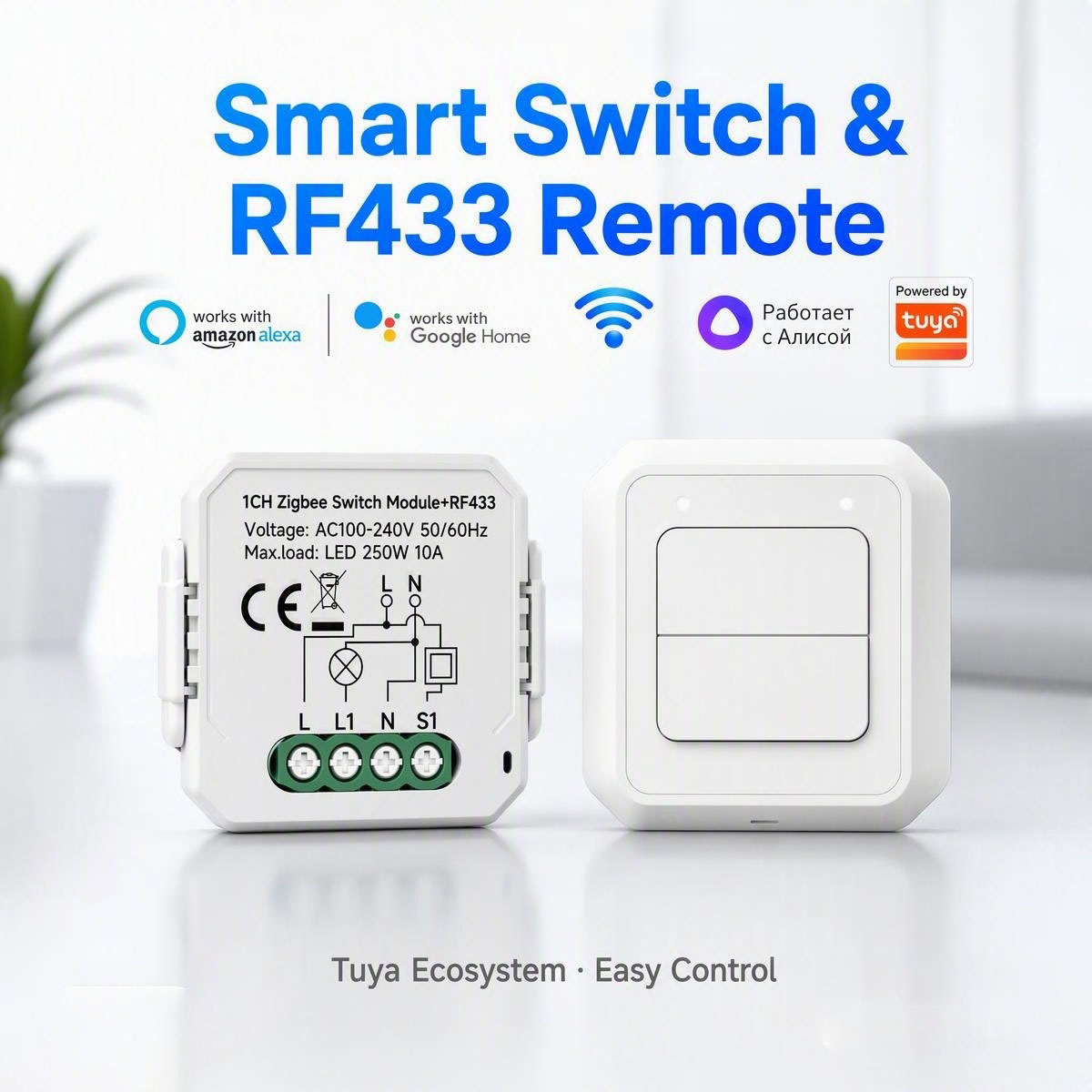 Smart Plug Mini Alexa Google - Modul Sakelar Zigbee Pintar Tuya RF433