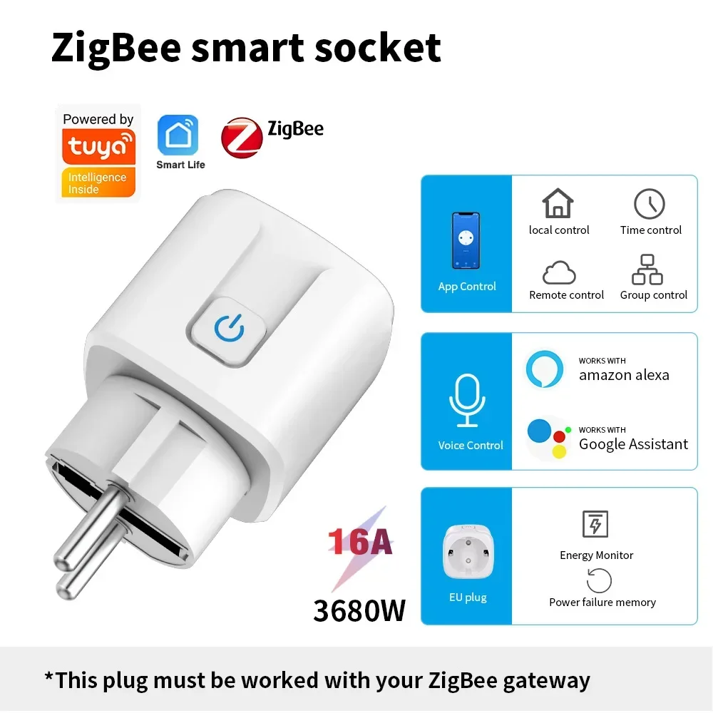 Soket Pintar Tuya Smart Socket - Smart Plug Zigbee 16A ulasan dan harga