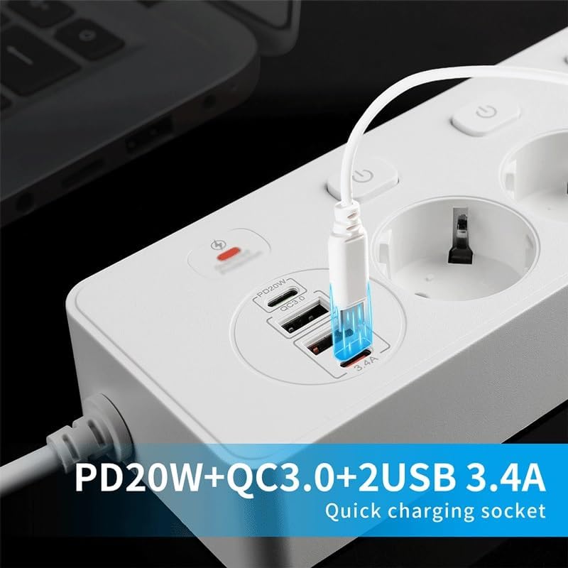 Stop Kontak Listrik Pintar EU  - Smart Power Strip 4 Outlet Usb ulasan dan harga