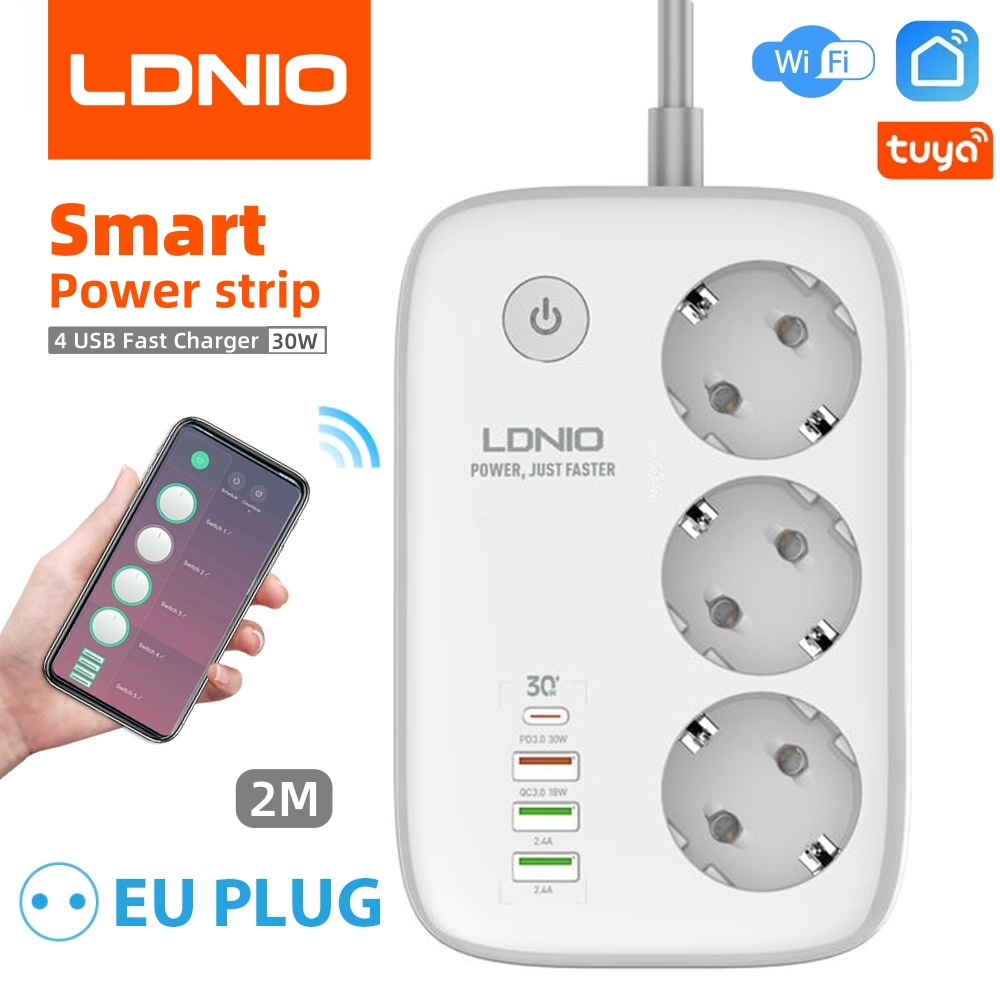 LDNIO Smart Power Strip KR EU  - Smart Power Strip 4 Outlet Usb ulasan dan harga