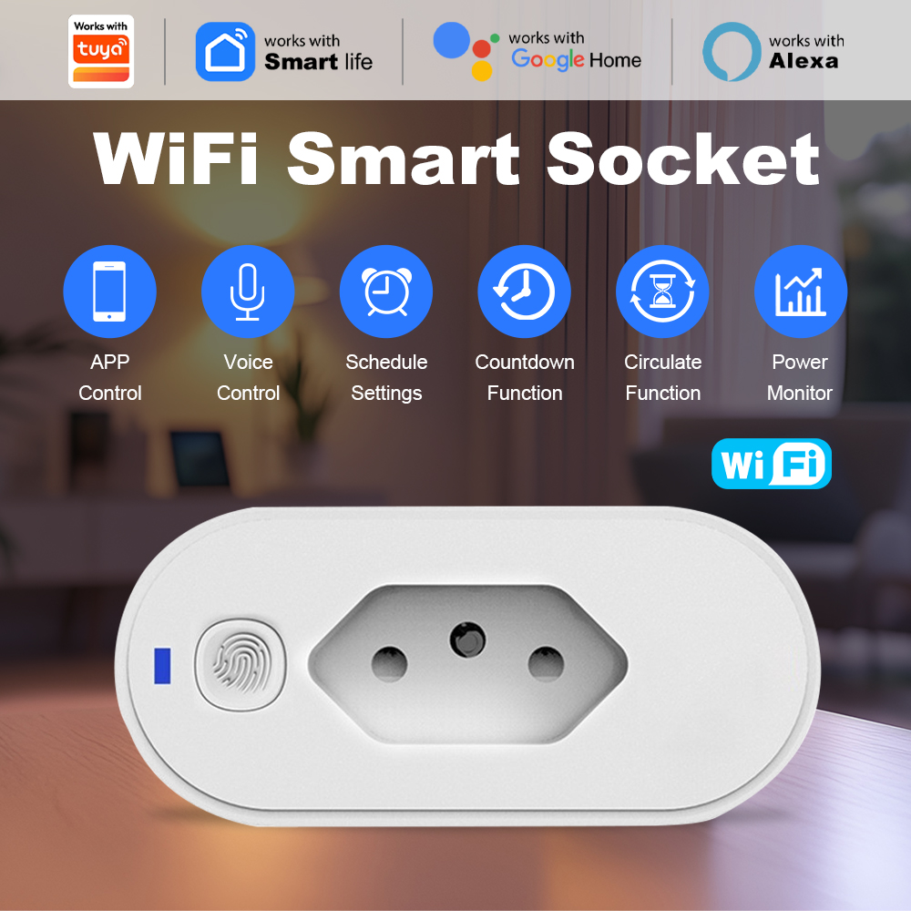 Stop Kontak Pintar Wifi Brasil - Smart Socket 16A Tuya App ulasan dan harga