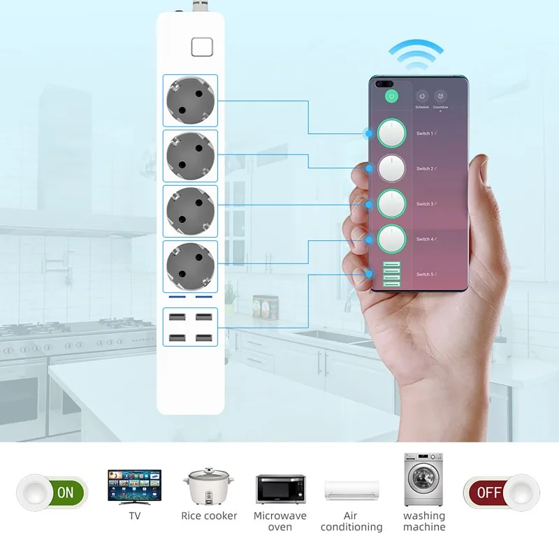 Stop Kontak Pintar dengan WiFi - Smart Power Strip 4 Outlet Usb ulasan dan harga