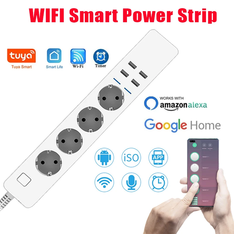 Stop Kontak Pintar dengan WiFi - Smart Power Strip 4 Outlet Usb ulasan dan harga