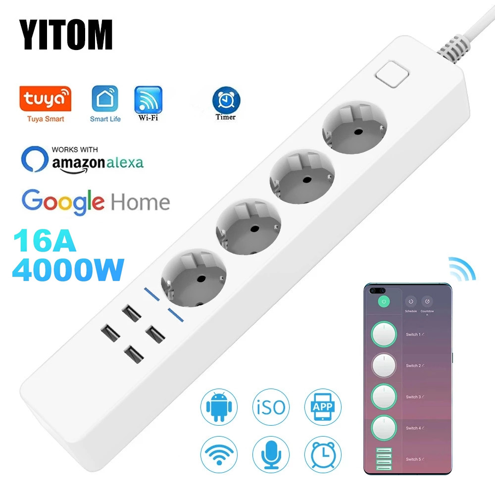 Smart Power Strip Wifi 4 Outle - Smart Power Strip 4 Outlet Usb ulasan dan harga