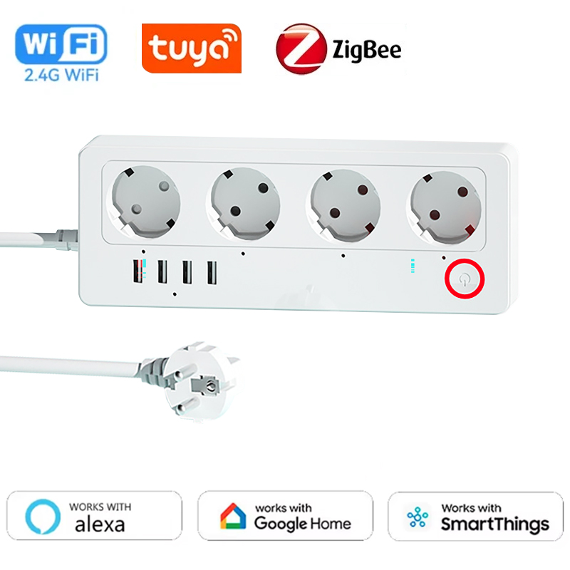 Stop Kontak Pintar WiFi ZigBee - Smart Power Strip 4 Outlet Usb ulasan dan harga