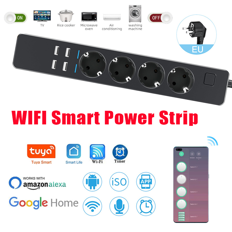 Stop Kontak Pintar dengan 4 Co - Smart Power Strip 4 Outlet Usb ulasan dan harga