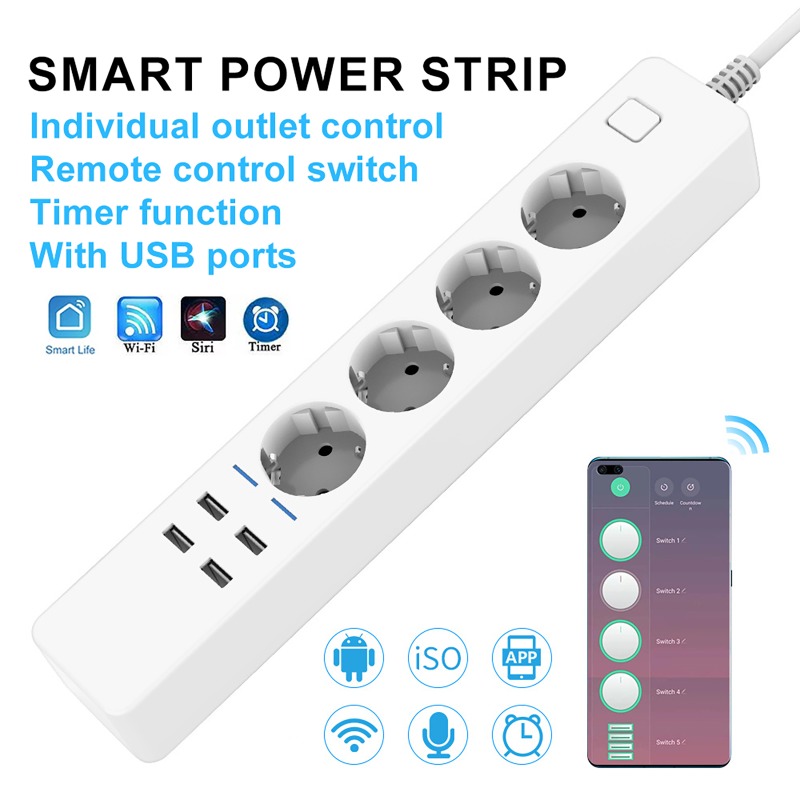 Stop Kontak Pintar dengan 4 Co - Smart Power Strip 4 Outlet Usb ulasan dan harga