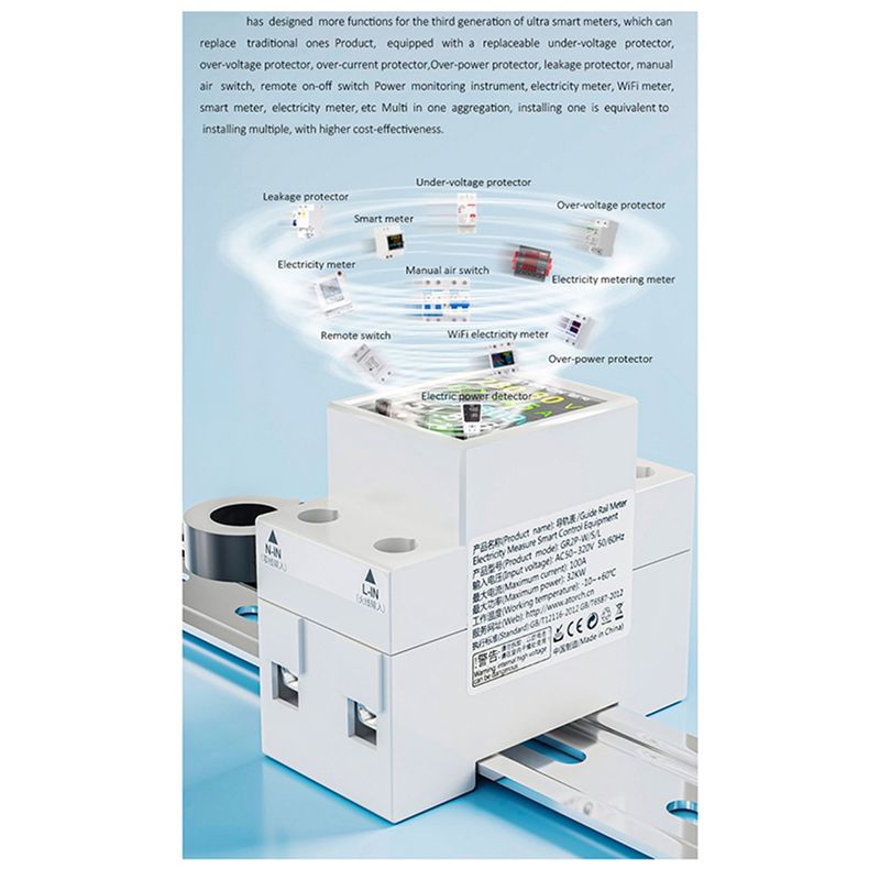 ABQU 100A, Rel DIN Cerdas WiFi - Energy Meter Din Rail Wifi ulasan dan harga