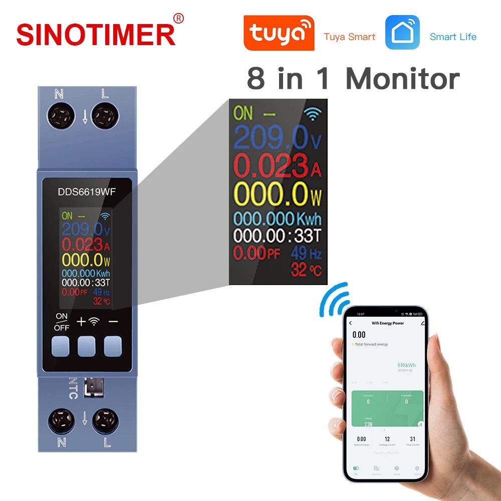 8 in 1 Power Meter WiFi Tuya D - Energy Meter Din Rail Wifi ulasan dan harga